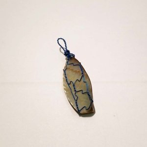 Blue wire wrapped Shell Pendant - possibly abalone - Image 3