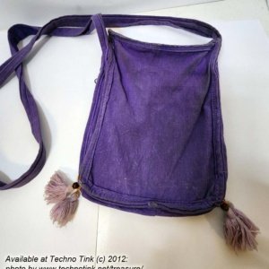 Embroidered and stitched Elephant Purple Satchel Bag Purse  and hand-sewn floral patterns - Image 5