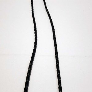 Pewter Hollow Long Cast Leaf Pendant on black braided leather necklace - Image 13