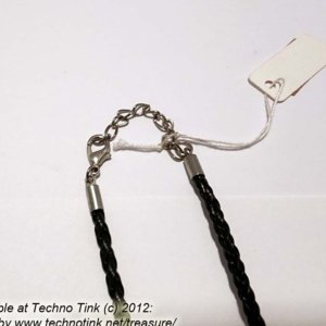 Pewter Hollow Long Cast Leaf Pendant on black braided leather necklace - Image 14