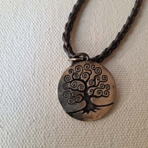 Large Double sided Tree of Life Pendant on braided brown leather necklace with clasp - Image 6