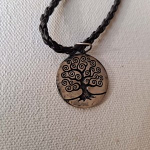 Large Double sided Tree of Life Pendant on braided brown leather necklace with clasp - Image 9