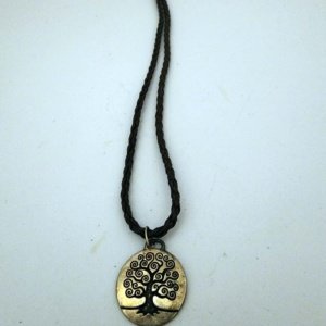 Large Double sided Tree of Life Pendant on braided brown leather necklace with clasp - Image 10