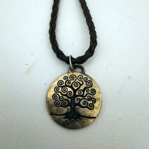 Large Double sided Tree of Life Pendant on braided brown leather necklace with clasp - Image 11