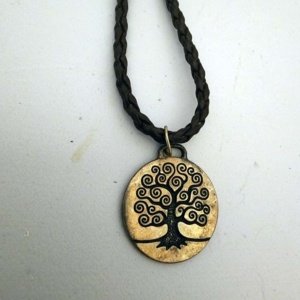 Large Double sided Tree of Life Pendant on braided brown leather necklace with clasp - Image 12