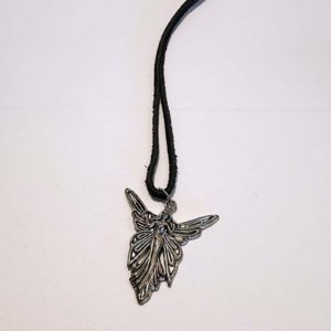 Pewter Angel Fairy Pendant on Black Leather cord necklace - Image 7
