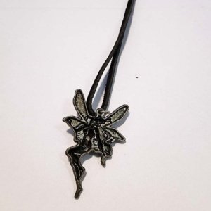 Pewter dancing faerie Pendant on Black Leather cord necklace - Image 4
