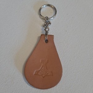 Leather Keychain with twisted metal loop: Celtic Circle or Thors hammer - Image 3
