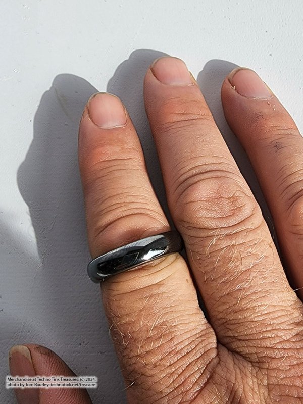 Silver Metallic Hematite Ring