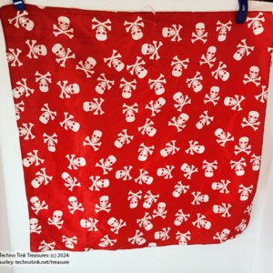 White Jolly Roger Skull Crossbones on Red Scarf - Image 2