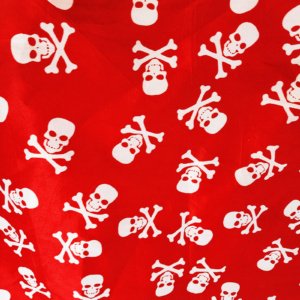 White Jolly Roger Skull Crossbones on Red Scarf - Image 3
