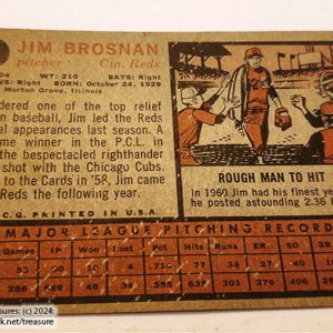 Jim Brosnan #2 Topps 1962 Baseball Card (Cincinnati Reds) - Image 4