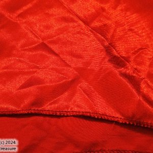 Shiny Red Scarf with solitary skull and swords emblem on it - Image 7