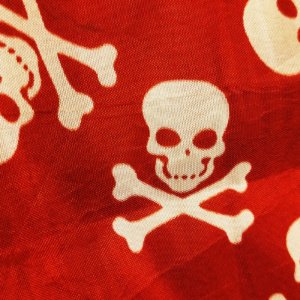 White Jolly Roger Skull Crossbones on Red Scarf - Image 7