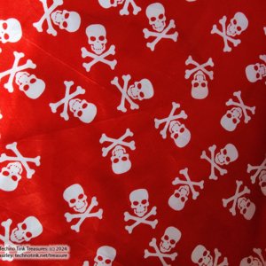 White Jolly Roger Skull Crossbones on Red Scarf - Image 9
