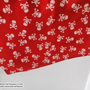 White Jolly Roger Skull Crossbones on Red Scarf - Image 10