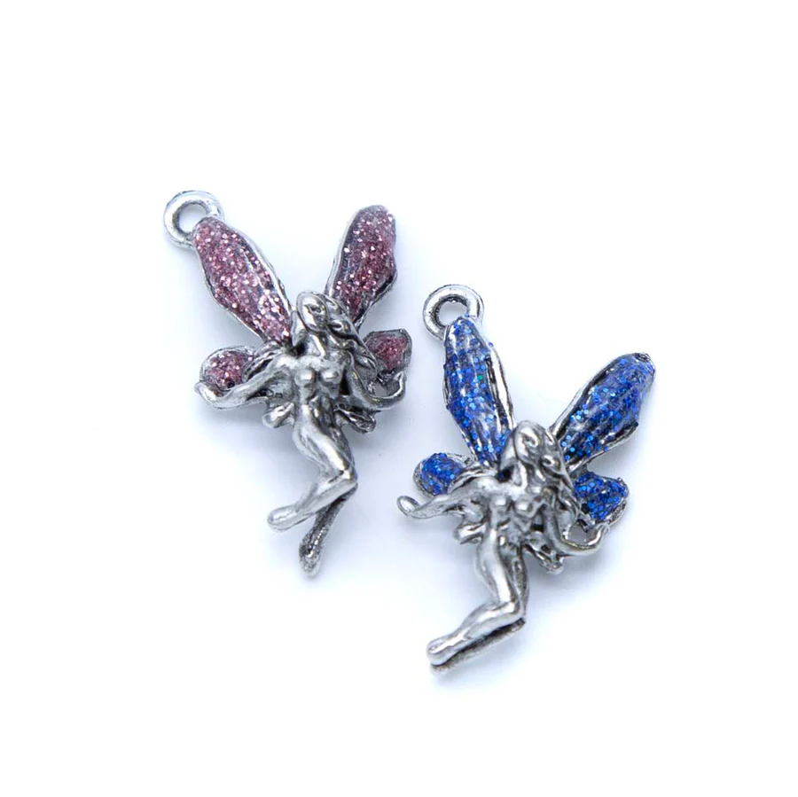 Charm Fairy Blue Wings Ant Pewter 15x26 1PC (PW244-ES) - Image 2