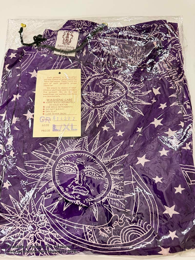 Pants, Harem - Celestial Star & Moon Print Rayon Button Cuff Harem Pants L/XL - Image 2
