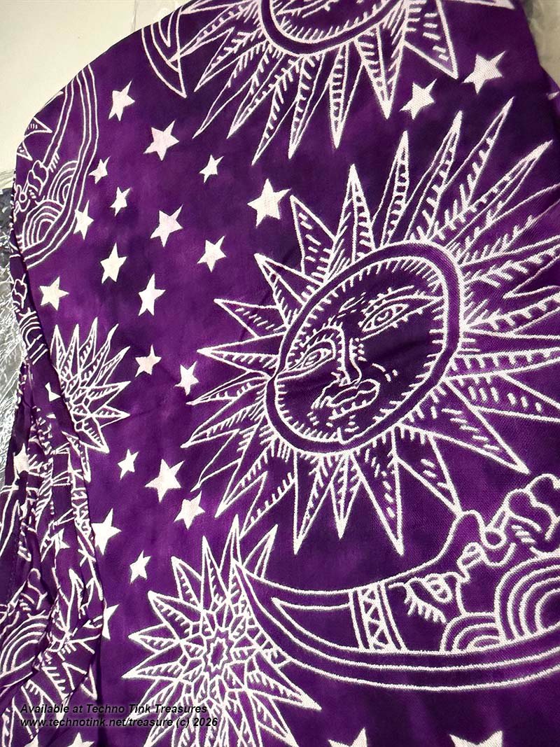 Pants, Harem - Celestial Star & Moon Print Rayon Button Cuff Harem Pants L/XL - Image 9