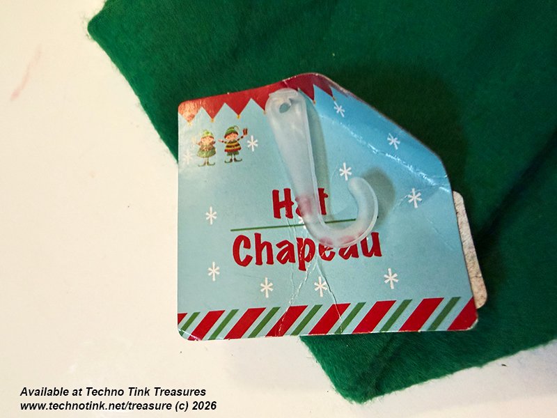 Elf: Green Felt Elf Hat with Red Triangular Trim with gold bells - Image 3