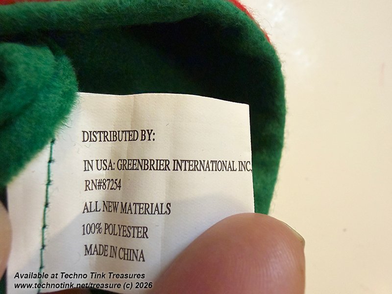 Elf: Green Felt Elf Hat with Red Triangular Trim with gold bells - Image 9
