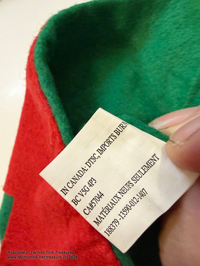 Elf: Green Felt Elf Hat with Red Triangular Trim with gold bells - Image 6