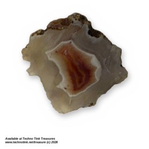Agate Geode Nodule Half, Red-Orange Banded Centre, Small Specimen in Gift Box
