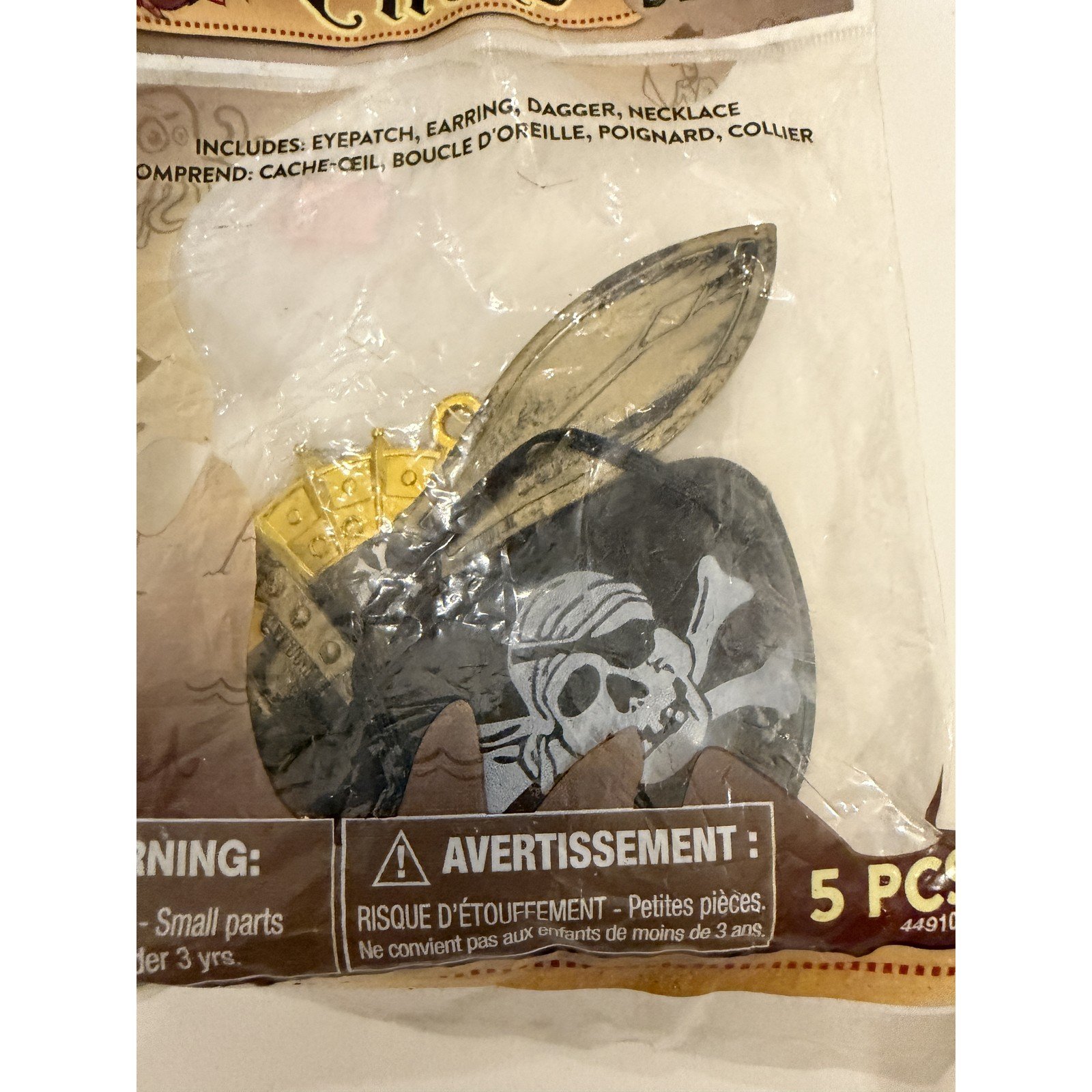 44910D - Pirate Playset: Eyepatch, Earring, Dagger, Necklace - Kids Costume NEW - Image 2