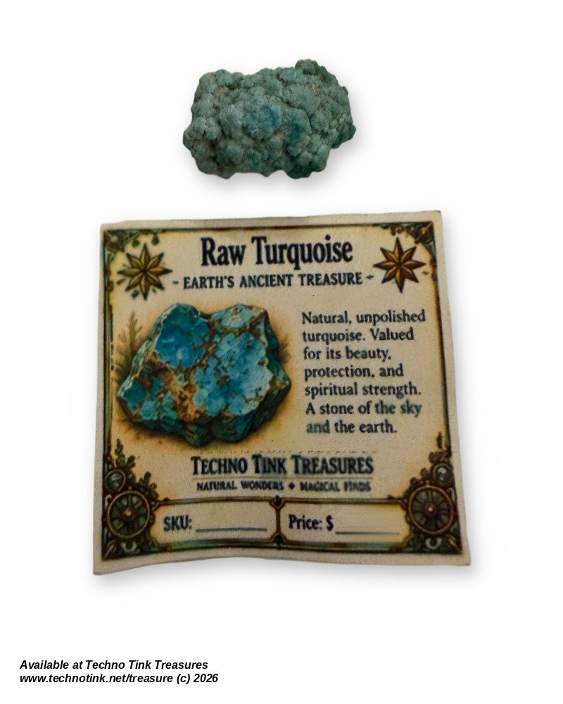 Raw Turquoise Nugget Rough Blue Stone Specimen in Gem Display Box with Card - Image 4