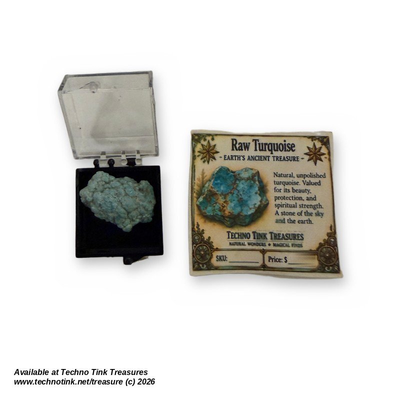 Raw Turquoise Nugget Rough Blue Stone Specimen in Gem Display Box with Card - Image 5