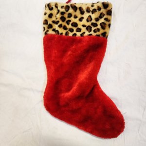 Christmas Stocking - leopard-print cuff Xmas Stocking