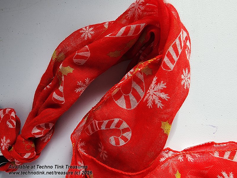 Xmas Red/White Candy Cane Scarf - Image 3
