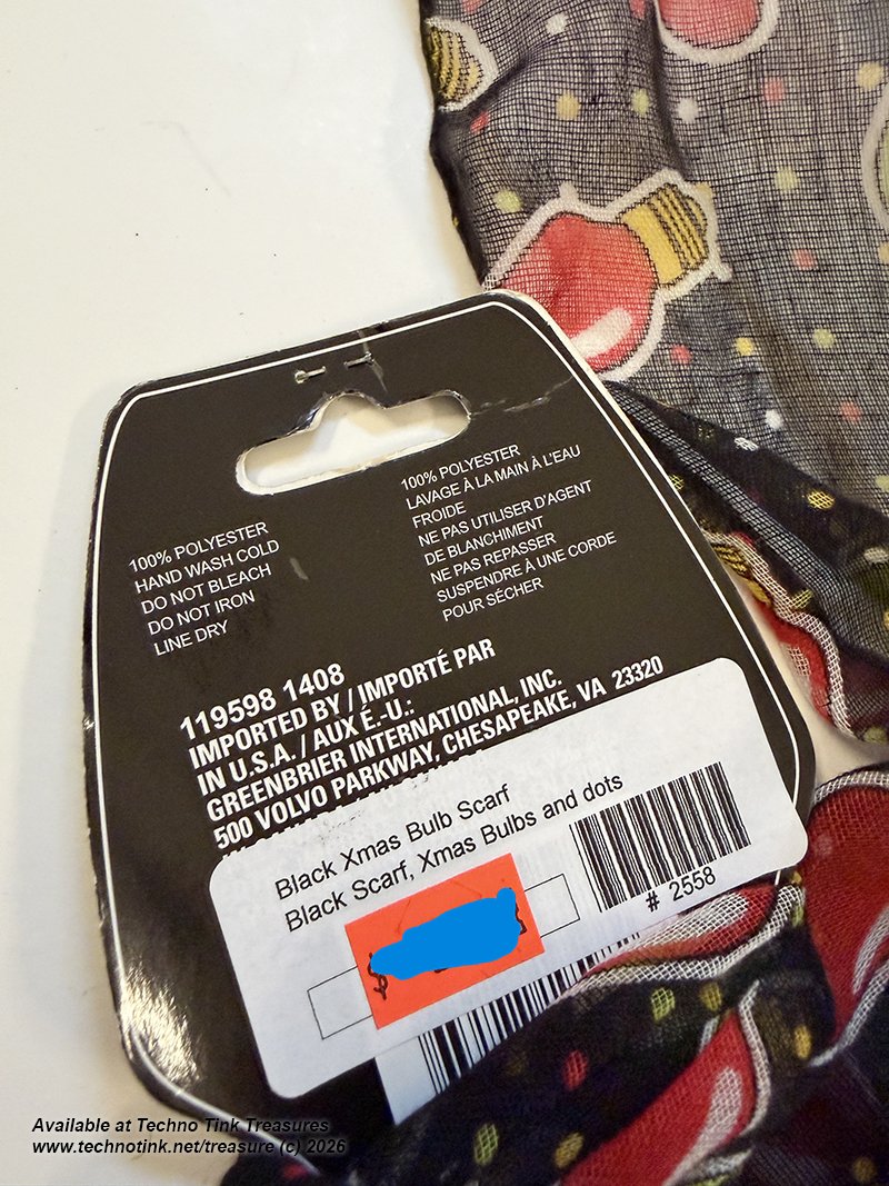 Xmas Bulbs Black Scarf - Image 7