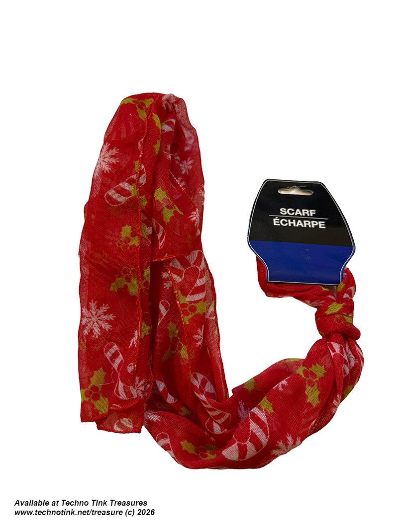 Xmas Red/White Candy Cane Scarf - Image 4