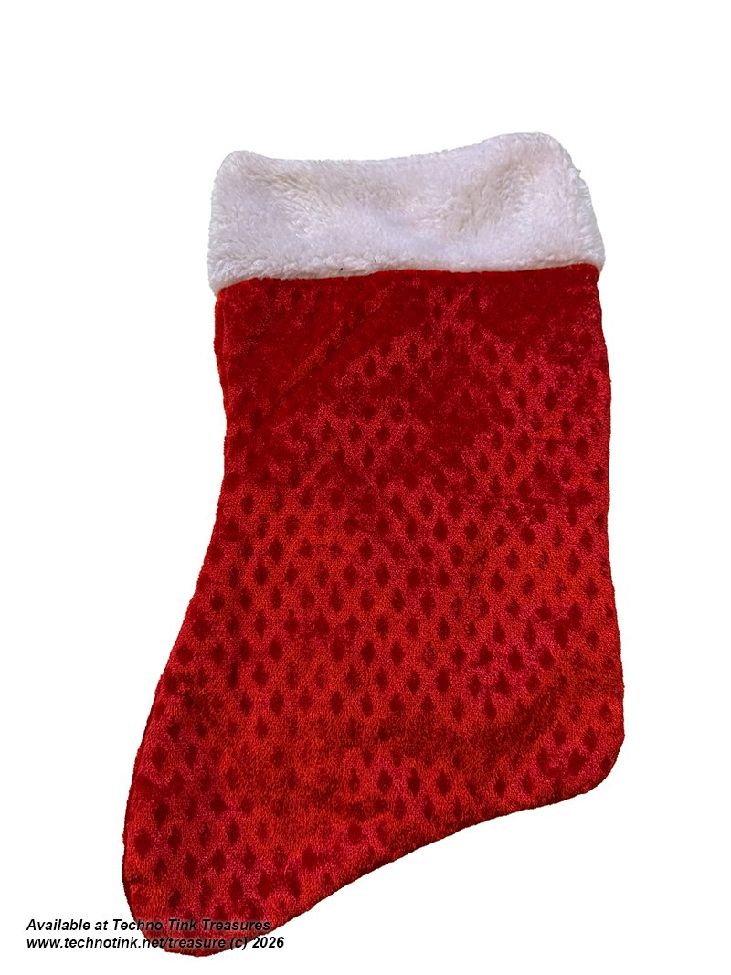 Christmas Stocking - Red White Stippled/Red diamond-texture velour Xmas Stocking - Image 6