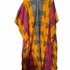 Mystique Caftan RN53237 Gold/Gray/Maroon
