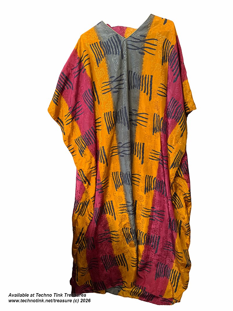Mystique Caftan RN53237 Gold/Gray/Maroon