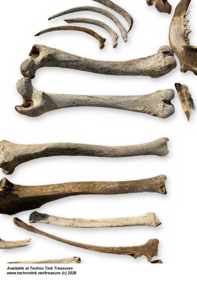 Carnivore Bone Lot - Jaw, Pelvis, Limb Bones, Ribs & Vertebrae - Bagged Set - Image 6